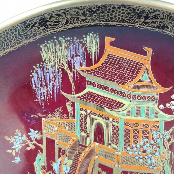 VINTAGE CARLTON WARE ROUGE ROYALE Japanese Mikado SERVING DISH 1930s ART DECO - Picture 3 of 16